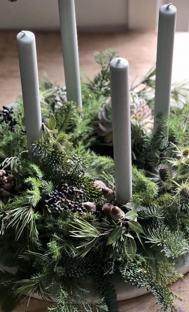 Advent Candles With Natural Materials